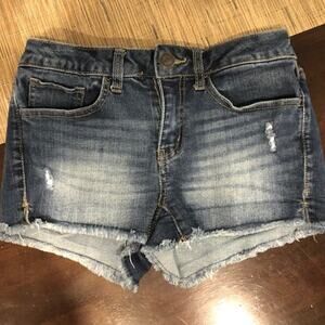 SO Dark Wash Low Rise Cutoff Jean Short Juniors